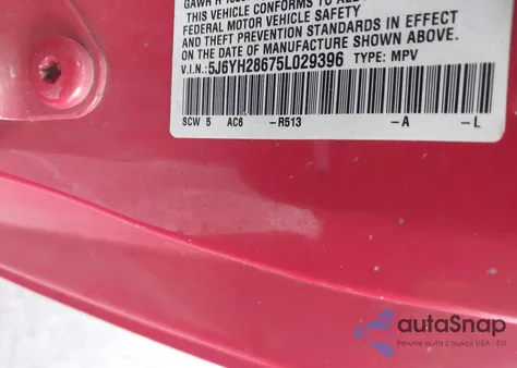 2005 Honda Element Ex z USA, uszkodzony, nr VIN 5J6YH28675L029396